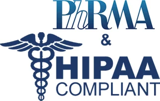 PhRMA and HIPAA compliant badge